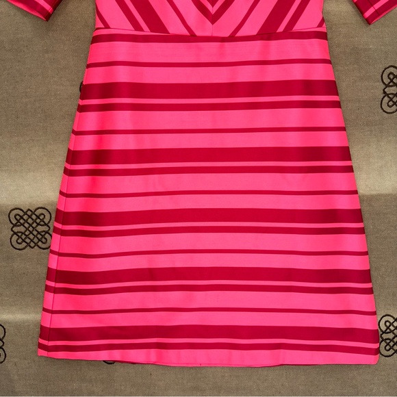 Banana Republic Striped Red/Pink Cocktail V Neck Dress Size 0 - Picture 2 of 15